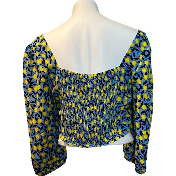 NWT Diane Von Furstenberg Dover Lemon Cropped Blouse, size 10 - Picture 4 of 13